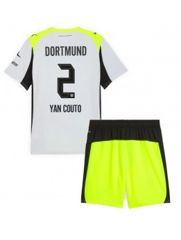 Otroški Nogometna dresi replika Borussia Dortmund Yan Couto #2 Gostujoči 2025-26 Kratek rokav (+ hlače)